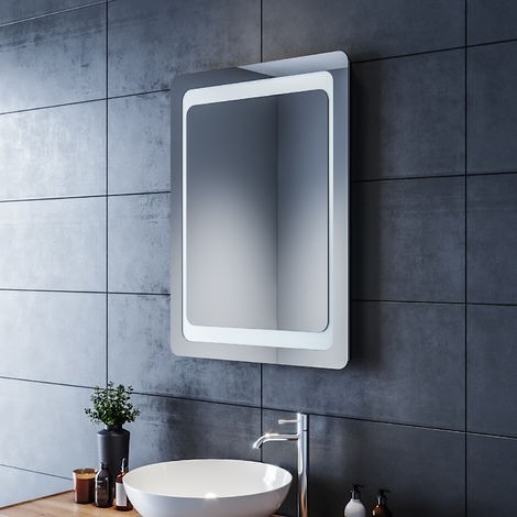 Miroir LED Rectangulaire mural Lumineux avec Interrupteur 45x 65 cm
