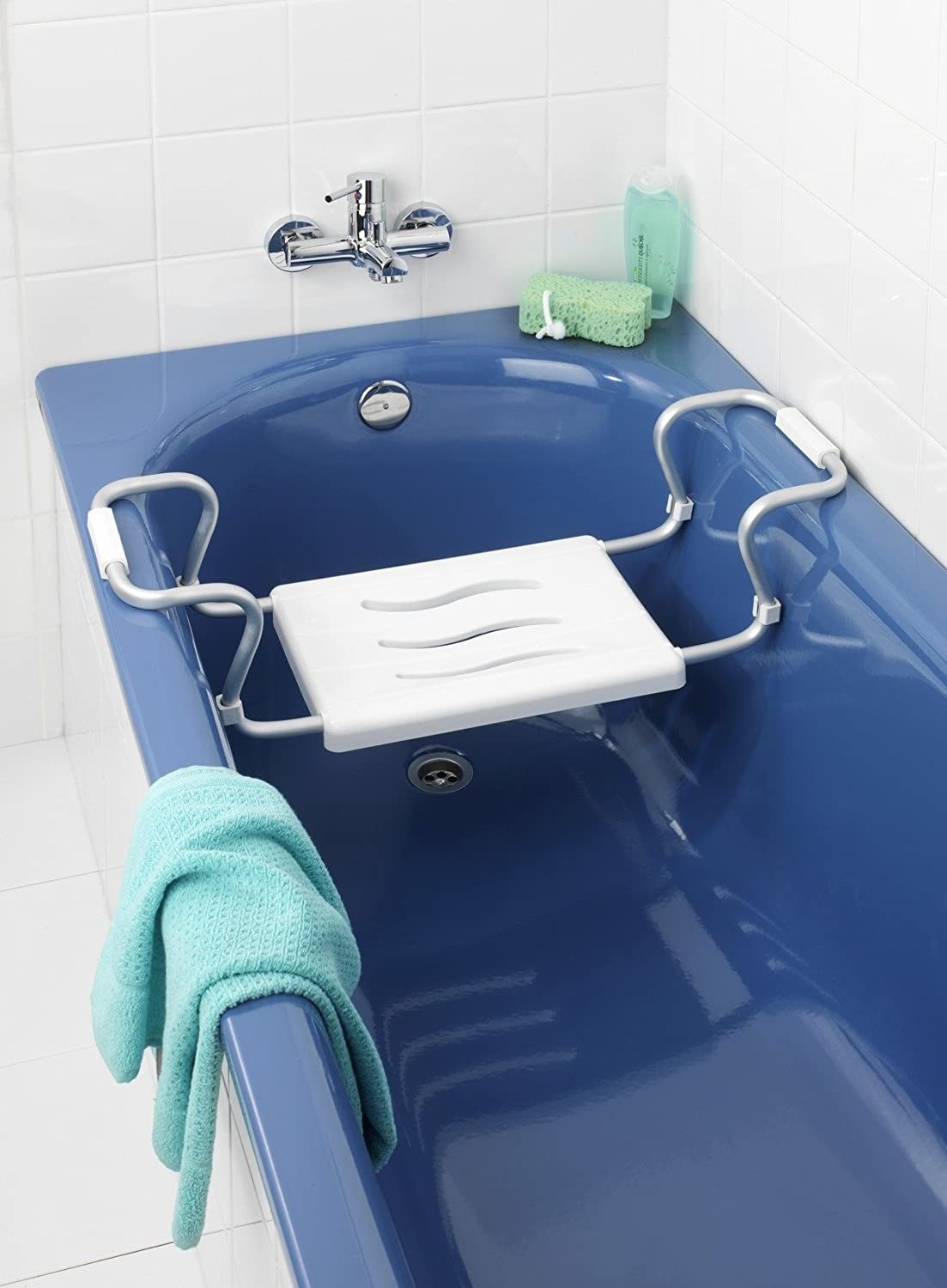 Siege-Pour-Baignoire-En-Aluminium-Réglable-Blanc