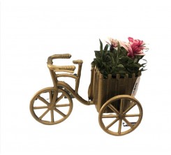 Pot de Fleur Artificielle Sous Forme de Bicyclette  Dorée