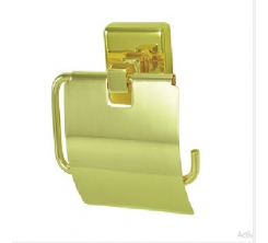 Porte papier Hygiénique avec couvercle doré Série Kumru
